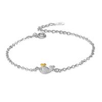 Pulseras de latón, metal, con 3.5cm extender cadena, allena, chapado en color de platina, Joyería & para mujer, color de platina, 9x6mm, longitud:16 cm, Vendido por UD