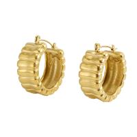 Mens acier inoxydable Hoop boucles d'oreilles, Acier inoxydable 304, Lettre U, Plaqué d'or 18K, bijoux de mode & pour femme Vendu par paire