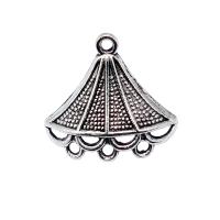 Zinc Alloy Charm Connector, Fan, antique silver color plated, vintage & DIY & 1/3 loop 