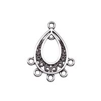 Zinc Alloy Charm Connector, Teardrop, antique silver color plated, vintage & DIY & 1/5 loop & hollow 