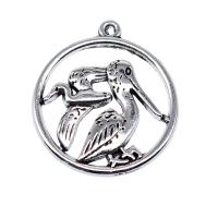 Pendentifs animaux en alliage de zinc, Rond, Plaqué de couleur d'argent, Vintage & DIY & creux Vendu par PC