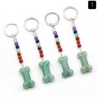 bijoux de porte-clés en Alliage de zinc, Pierre naturelle, avec alliage de zinc, os, Placage de couleur argentée, différents matériaux pour le choix & unisexe, plus de couleurs à choisir Vendu par PC