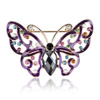 Crystal Brooch, Zinc Alloy, with Crystal, Butterfly, plated, fashion jewelry & for woman & enamel 