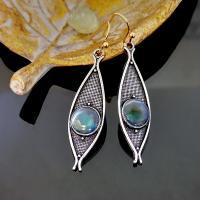 Boucle d'oreille en demi-gemme , alliage de zinc, avec Labradorite, Placage, bijoux de mode & pour femme Vendu par paire