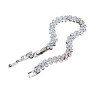 Cubic Zirconia Micro Pave Brass Bracelet, platinum plated, micro pave cubic zirconia & for woman Approx 7 Inch 