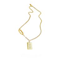 Collier de bijoux de titane, Acier titane, Motif géométrique, Plaqué d'or, avec le motif de lettre & pour femme Environ 17.64 pouce, Vendu par PC