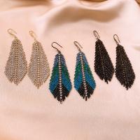 Boucle d'oreille goutte laiton strass, forme de plume, Placage, pour femme & avec strass, plus de couleurs à choisir Vendu par paire