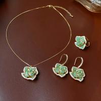 Cubic Zirconia Micro Pave Brass Jewelry Sets, Flower, real gold plated, micro pave cubic zirconia & for woman 