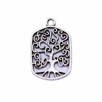 Zinc Alloy Hollow Pendants, Rectangle, antique silver color plated, vintage & DIY 