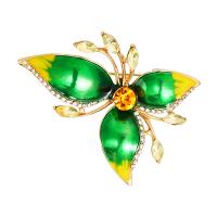 Enamel Brooch, Zinc Alloy, for woman & with rhinestone 