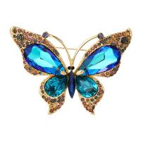 Broche de diamantes de imitación de la aleación de Zinc, Mariposa, Joyería & para mujer & con diamantes de imitación, más colores para la opción, 63x47mm, Vendido por UD