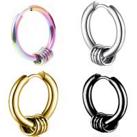 Mens acier inoxydable Hoop boucles d'oreilles, Acier inoxydable 304, Placage ionique sous vide, bijoux de mode & unisexe & normes différentes pour le choix, plus de couleurs à choisir, Vendu par PC