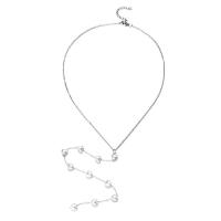 Collier de perles en plastique, Acier inoxydable 304, avec perle de plastique, avec 1.97inch chaînes de rallonge, coeur, bijoux de mode & pour femme, plus de couleurs à choisir, 8mm Environ 17.72 pouce, Vendu par PC