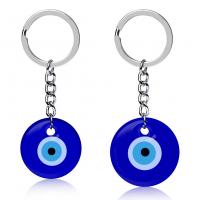 Glass Key Chain, Zinc Alloy, with PU Leather & Glass, Evil Eye, fashion jewelry & Unisex 