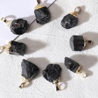 Gemstone Jewelry Pendant, Schorl, irregular, natural & DIY 15-30mm 