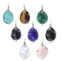 Gemstone Jewelry Pendant, with 304 Stainless Steel, Teardrop, DIY 