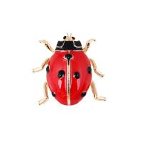 Enamel Brooch, Zinc Alloy, Ladybug, for woman & with rhinestone 