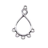 Zinc Alloy Charm Connector, Teardrop, antique silver color plated, DIY & 1/5 loop & hollow 