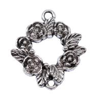 Zinc Alloy Charm Connector, Flower, antique silver color plated, DIY & 1/1 loop & hollow 