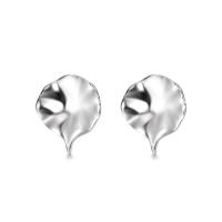 Sterling Silver Stud Earring, Argent sterling 925, Feuille de Lotus, bijoux de mode & pour femme, argent Vendu par paire