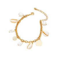 Pulseras para el Tobillo en Aleación de Zinc, con Nácar & Perlas plásticas, con 1.97inch extender cadena, chapado en color dorado, Joyería & para mujer, longitud:aproximado 7.87 Inch, Vendido por UD