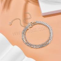 Pulseras para el Tobillo en Aleación de Zinc, con 1.97inch extender cadena, chapado en color de plata, Doble capa & Joyería & para mujer & con diamantes de imitación, longitud:aproximado 7.87 Inch, Vendido por UD