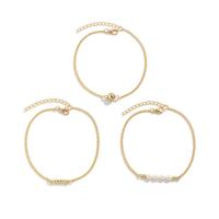 Pulseras para el Tobillo en Aleación de Zinc, con Perlas plásticas, con 1.97inch extender cadena, tres piezas & Joyería & para mujer, más colores para la opción, longitud:aproximado 7.87 Inch, Vendido por Set