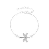 Pulseras para el Tobillo en Aleación de Zinc, con Perlas plásticas, chapado en color de plata, Joyería & para mujer, longitud:aproximado 9.45 Inch, Vendido por UD