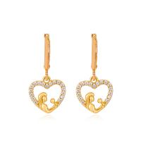 Cubic Zirconia Micro Pave Brass Earring, Heart, KC gold color plated, fashion jewelry & Mother Day Jewelry & micro pave cubic zirconia & for woman, golden 