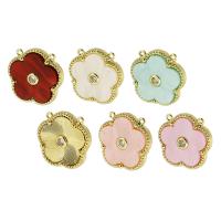 Pendentifs en Résine laiton , avec résine, fleur, Placage de couleur d'or, bijoux de mode & DIY & pavé de micro zircon & double trou, plus de couleurs à choisir Environ 1mm, Vendu par PC