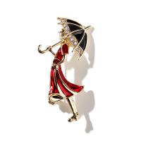 Enamel Brooch, Zinc Alloy, for woman & with rhinestone 