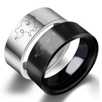 Edelstahl Fingerring, 304 Edelstahl, Vakuum-Ionen-Beschichtung, unisex & verschiedene Größen vorhanden & mit Brief Muster, keine, 8mm, verkauft von PC