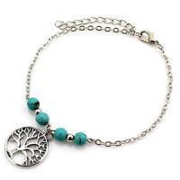 aleación de zinc pulsera tobillera, con turquesa, Joyería & diferentes estilos para la opción & para mujer, longitud:aproximado 8.27 Inch, Vendido por UD