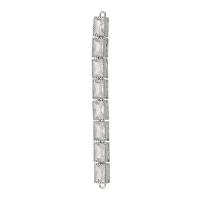 CZ Messing Anschluss, silberfarben plattiert, Modeschmuck & DIY & Micro pave Zirkonia, Silberfarbe, 5x62x3.5mm, Bohrung:ca. 1mm, verkauft von PC