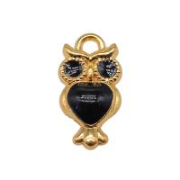 Zinc Alloy Enamel Pendants, Owl, gold color plated, vintage & DIY, black 