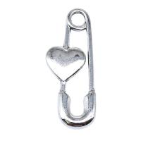 Zinc Alloy Jewelry Pendants, Safety Pin, antique silver color plated, vintage & DIY & hollow 