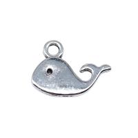 Pendentifs animaux en alliage de zinc, Baleine, Plaqué de couleur d'argent, Vintage & DIY Vendu par PC