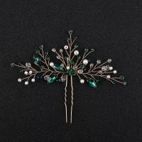 Hair Stick, Zinc Alloy, with Crystal & Plastic Pearl, fashion jewelry & for woman 