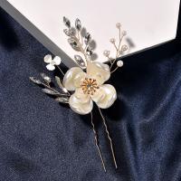 Hair Stick, Zinc Alloy, with Plastic Pearl, fashion jewelry & for woman & with rhinestone 