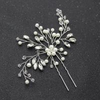 Hair Stick, Zinc Alloy, with Plastic Pearl, fashion jewelry & for woman & with rhinestone 