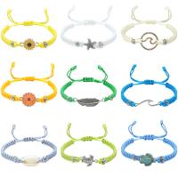 Cordón de lana pulsera, Cordón de nudo, con aleación de zinc, hecho a mano, Diferente forma para la elección & unisexo & ajustable, más colores para la opción, longitud:aproximado 15-30 cm, Vendido por UD