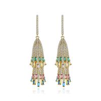 Cubic Zirconia Micro Pave Brass Earring, plated, micro pave cubic zirconia & for woman 