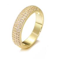 Cubic Zirconia Micro Pave Brass Finger Ring, gold color plated & micro pave cubic zirconia & for woman, US Ring 