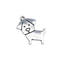 Pendentifs animaux en alliage de zinc, chien, Plaqué de couleur d'argent, Vintage & DIY Vendu par PC