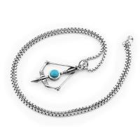 Collier de bijoux de titane, Acier titane, avec turquoise synthétique, unisexe & styles différents pour le choix, plus de couleurs à choisir Vendu par PC