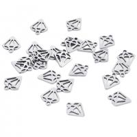 Stainless Steel Pendants, 304 Stainless Steel, Diamond Shape, DIY & hollow, original color 