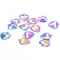 Stainless Steel Heart Pendants, 304 Stainless Steel, Vacuum Ion Plating, DIY & hollow 