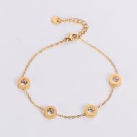 Pulseras de acero inoxidable, acero inoxidable 304, con 1.18inch extender cadena, 18K chapado en oro, Joyería & para mujer & con diamantes de imitación, dorado, longitud:aproximado 7.09 Inch, Vendido por Sarta