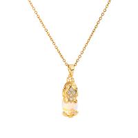 Collier de bijoux de titane, Acier titane, avec laiton, Placage de couleur d'or, pavé de micro zircon & pour femme, doré Environ 45 cm, Vendu par PC