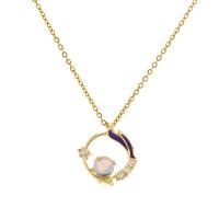 Cúbicos circón Collar de latón Micro pavimenta, metal, chapado en color dorado, micro arcilla de zirconia cúbica & para mujer & esmalte, dorado, longitud:aproximado 45 cm, Vendido por UD